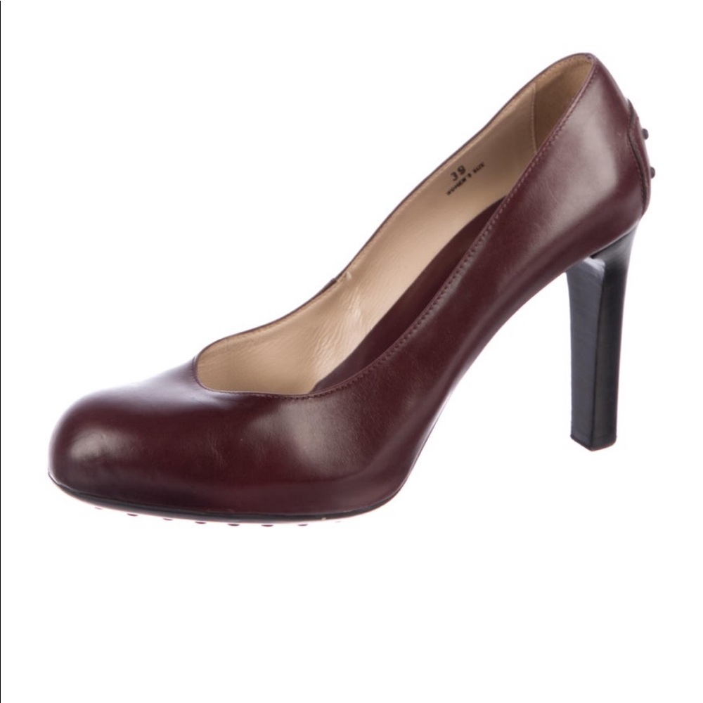 Burgundy - Brown Tods leather Pumps